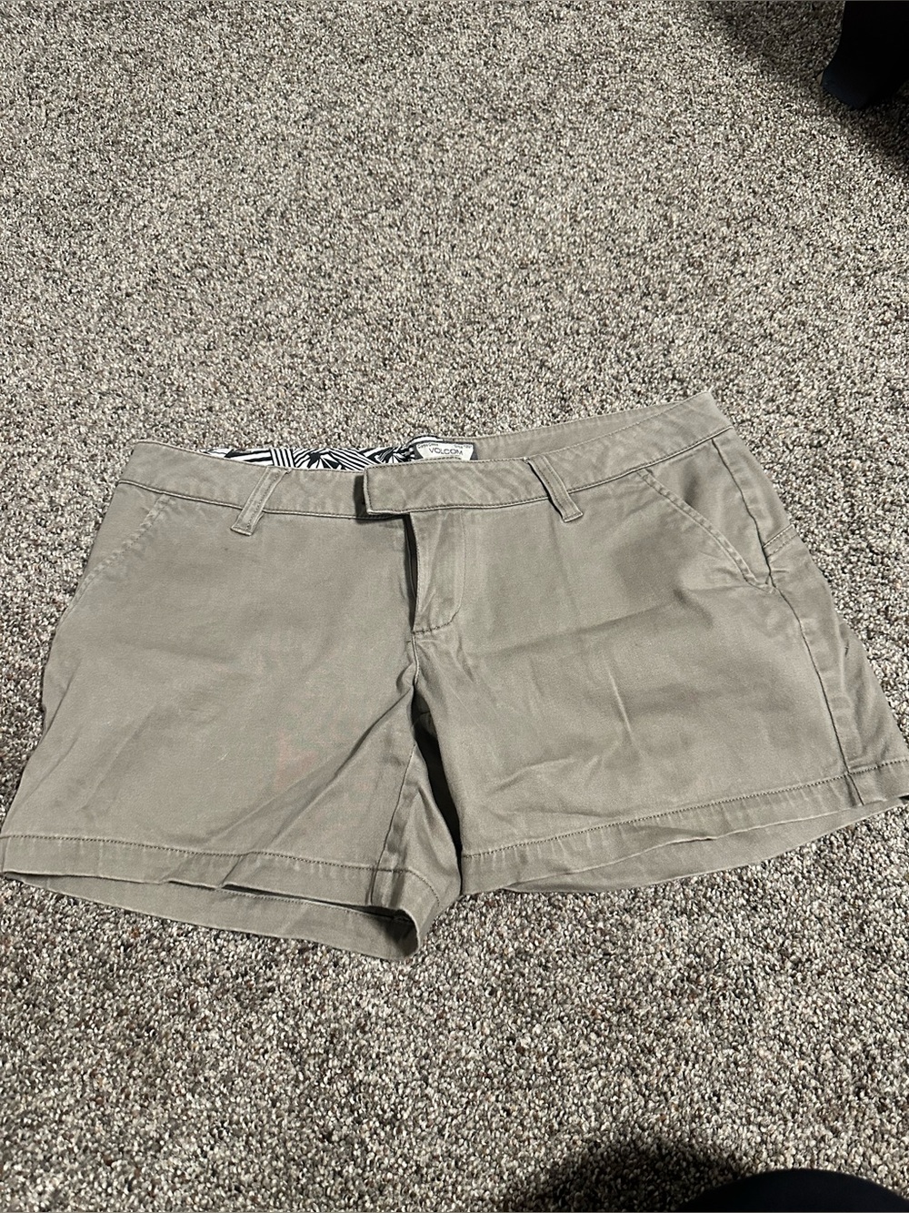 Volcom Women's Tan Chino Bermuda Shorts
